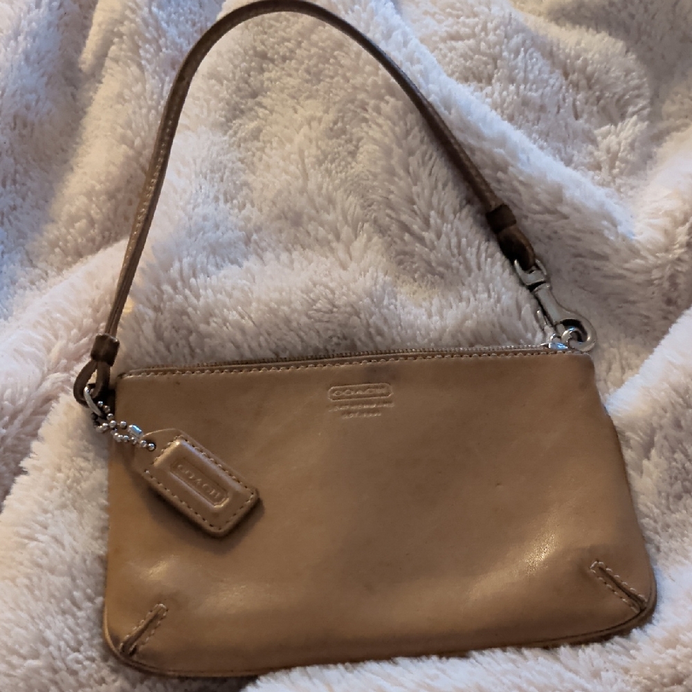 Coach Beige Leather Wristlet